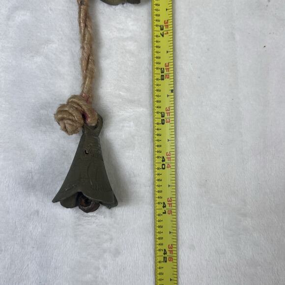 Vintage Rustic Handmade 6 Brass Wind Bells Charms On Rope Great Sound, India - Picture 11 of 11
